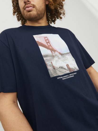 Jack & Jones Copenhagen Photo T-Shirt Navy - Trička - Trička nadměrné velikosti - 2XL-14XL