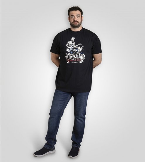 D555 Derby T-Shirt Rhythm and Rides Navy - Trička - Trička nadměrné velikosti - 2XL-14XL