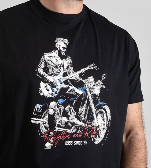D555 Derby T-Shirt Rhythm and Rides Navy - Trička - Trička nadměrné velikosti - 2XL-14XL