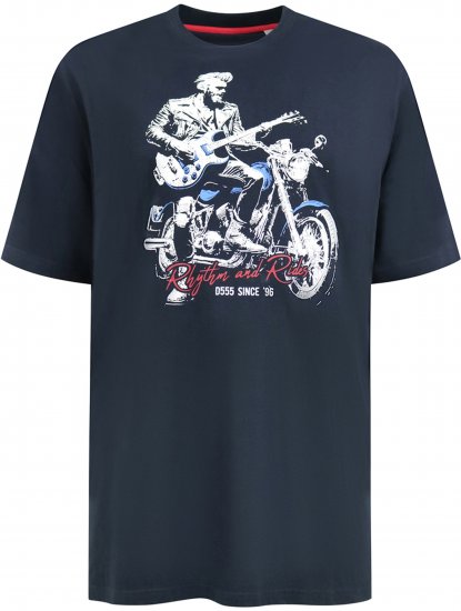 D555 Derby T-Shirt Rhythm and Rides Navy - Trička - Trička nadměrné velikosti - 2XL-14XL