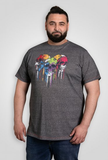 D555 Coalville T-Shirt Skulls with Colored Drips Navy Twist - Trička - Trička nadměrné velikosti - 2XL-14XL