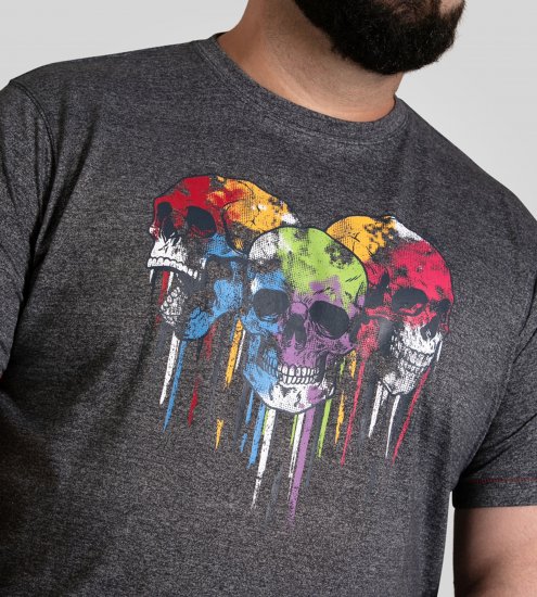D555 Coalville T-Shirt Skulls with Colored Drips Navy Twist - Trička - Trička nadměrné velikosti - 2XL-14XL