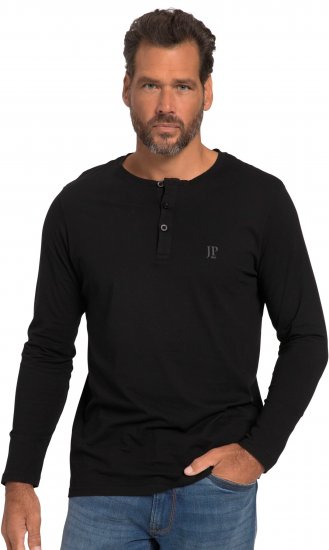 JP1880 Henley T-Shirt Long Sleeve Black TALL - PÁNSKÉ OBLEČENÍ MT-6XLT - TALL-velikosti