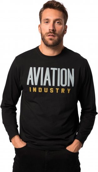 JP1880 T-Shirt Long Sleeve Aviation Black TALL - PÁNSKÉ OBLEČENÍ MT-6XLT - TALL-velikosti