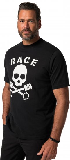 JP1880 T-Shirt Short Sleeve Skull Race Black - Trička - Trička nadměrné velikosti - 2XL-14XL