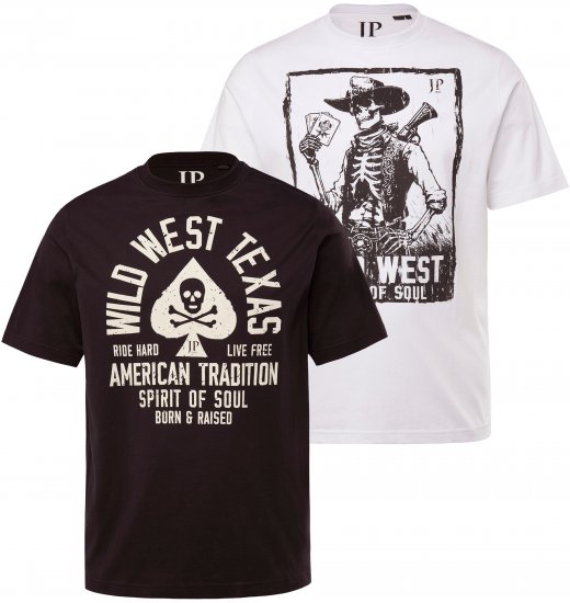 JP1880 T-Shirt 2-Pack Wild West Black And White - Trička - Trička nadměrné velikosti - 2XL-14XL