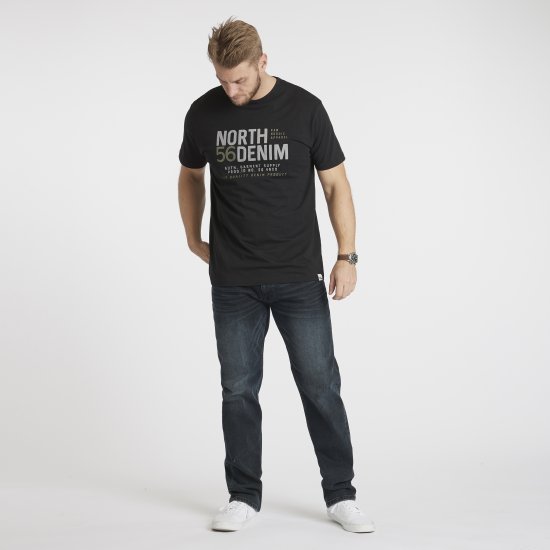 North Latitude Denim Printed T-Shirt Black TALL - TALL trička - Prodloužená pánská trička