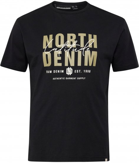 North Latitude Denim Printed Logo T-Shirt Black TALL - TALL trička - Prodloužená pánská trička