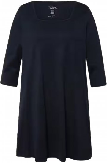 Ulla Popken Square Neckline Knit Swing A-line Pocket Tunic Navy Blue - Trička - 