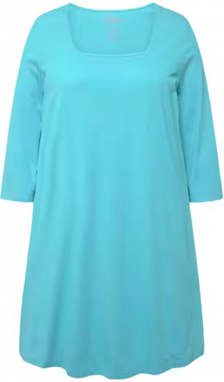 Ulla Popken Square Neckline Knit Swing A-line Pocket Tunic Turquoise Green - Ulla Popken - 