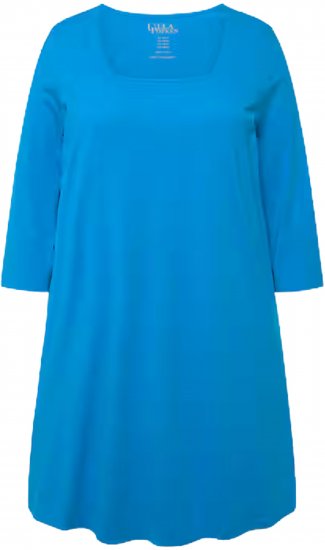 Ulla Popken Square Neckline Knit Swing A-line Pocket Tunic Light Azure - Trička - 