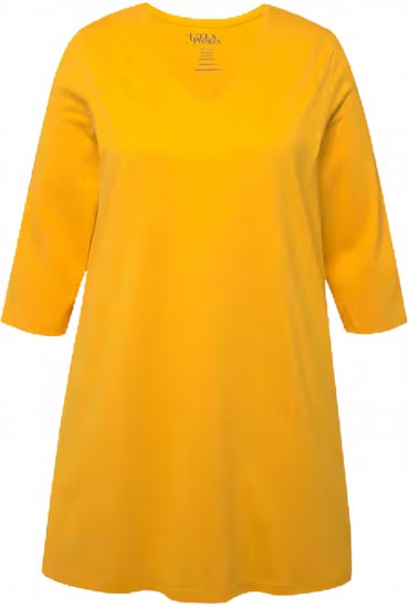 Ulla Popken V-Neck Swing A-line Hem Cotton Knit Tunic Orange - Trička - 