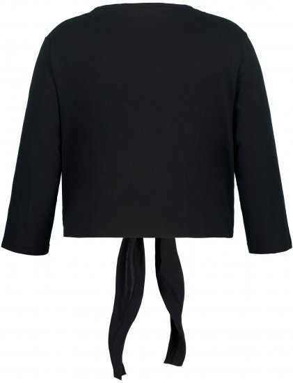 Ulla Popken Versatile Surplice Wrap Tie Hem Bolero Top Black - Trička - 