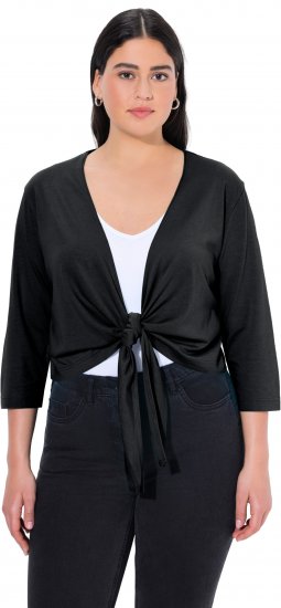 Ulla Popken Versatile Surplice Wrap Tie Hem Bolero Top Black - Trička - 