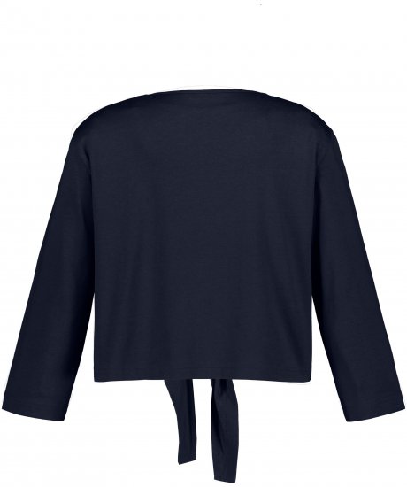 Ulla Popken Versatile Surplice Wrap Tie Hem Bolero Top Navy - Trička - 