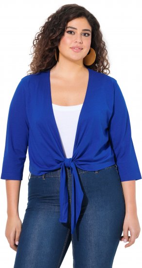 Ulla Popken Versatile Surplice Wrap Tie Hem Bolero Top Cobalt Blue - Trička - 