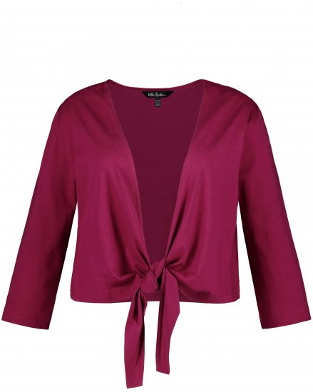 Ulla Popken Versatile Surplice Wrap Tie Hem Bolero Top Magnolia Red - Trička - 