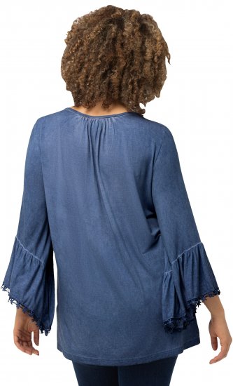 Ulla Popken Trumpet Sleeve Cold Dyed Tee Dove Blue - Potištěná trička pro ženy - 