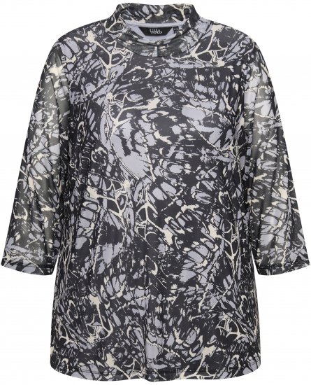 Ulla Popken Mesh Butterfly Wing Layered Tee Black - Trička - 