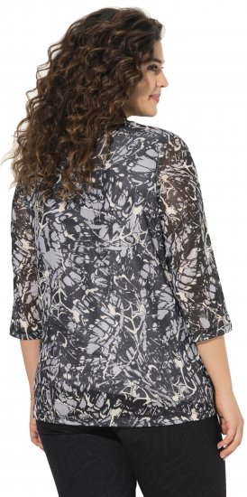 Ulla Popken Mesh Butterfly Wing Layered Tee Black - Trička - 