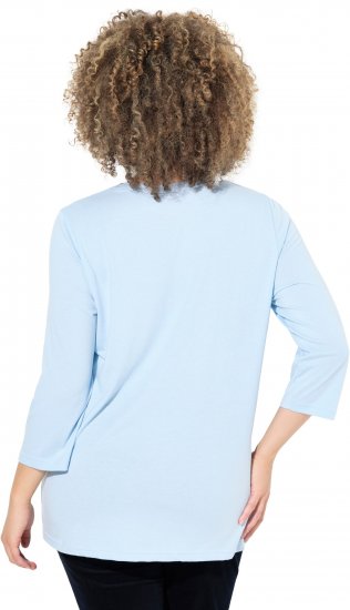 Ulla Popken Country Lettered 3/4 Sleeve Tee Soft Light Blue - Potištěná trička pro ženy - 