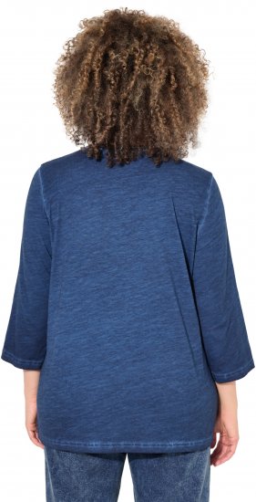 Ulla Popken UNIQUE Embroidered 3/4 Sleeve Tee Ink Blue - Trička - 