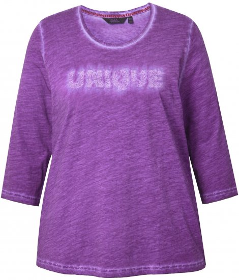 Ulla Popken UNIQUE Embroidered 3/4 Sleeve Tee Purple - Trička - 