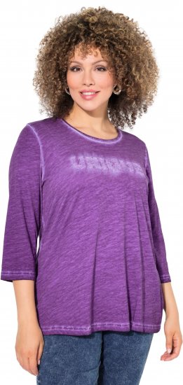 Ulla Popken UNIQUE Embroidered 3/4 Sleeve Tee Purple - Trička - 