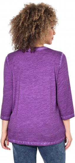 Ulla Popken UNIQUE Embroidered 3/4 Sleeve Tee Purple - Trička - 