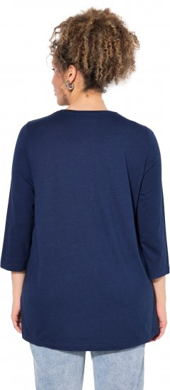 Ulla Popken Casual Mood Floral V-Neck Tee Navy - Trička - 