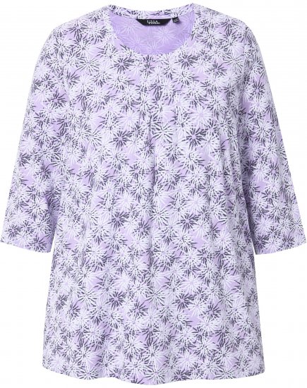 Ulla Popken Graphic Flower A-Line 3/4 Sleeve Tee Lavender - Trička - 
