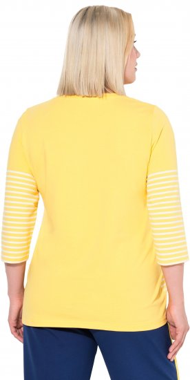 Ulla Popken Paper Boat Print 3/4 Sleeve Tee Sun Yellow - Potištěná trička pro ženy - 