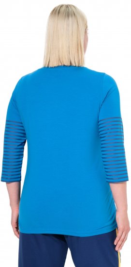 Ulla Popken Paper Boat Print 3/4 Sleeve Tee Pacific Blue - Potištěná trička pro ženy - 