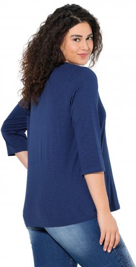 Ulla Popken Rebel 3/4 Sleeve Graphic Tee Ink Blue - Trička - 