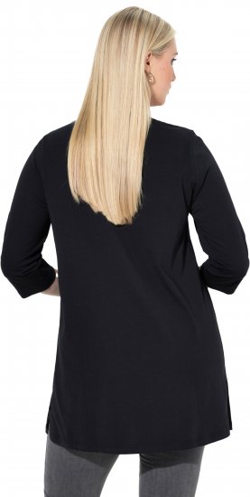 Ulla Popken Ho Ho Ho 3/4 Sleeve Graphic Tunic Tee Black - Trička - 