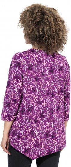 Ulla Popken Ribbon Print 3/4 Sleeve Asymmetric Tee Light Plum - Potištěná trička pro ženy - 