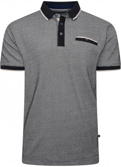 Kam Jeans 5525 Raised Dobby Fabric Polo with Tipping Black - Polokošile - Polokošile 2XL-8XL - Trička s límečkem 2XL-8XL