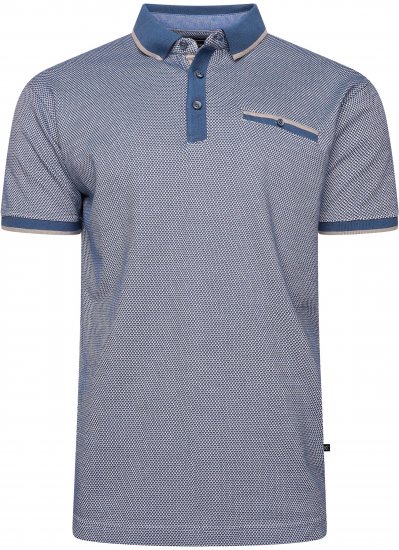 Kam Jeans 5525 Raised Dobby Fabric Polo with Tipping Indigo - Polokošile - Polokošile 2XL-8XL - Trička s límečkem 2XL-8XL