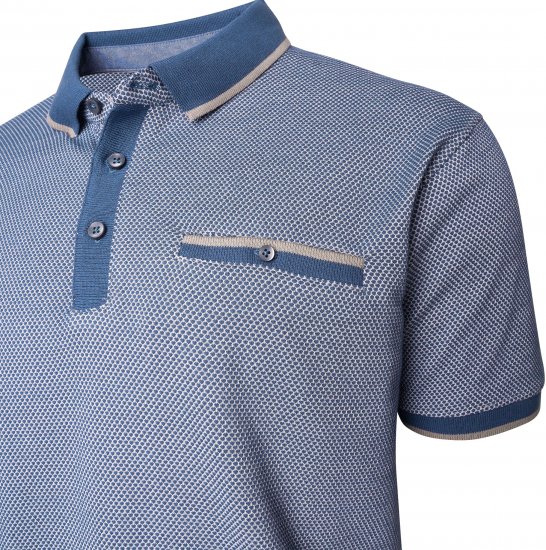 Kam Jeans 5525 Raised Dobby Fabric Polo with Tipping Indigo - Polokošile - Polokošile 2XL-8XL - Trička s límečkem 2XL-8XL