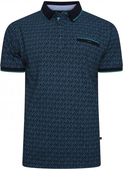 Kam Jeans 5527 AOP Pique Polo with Tipping on Collar/Cuffs Navy - Polokošile - Polokošile 2XL-8XL - Trička s límečkem 2XL-8XL