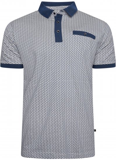 Kam Jeans 5528 AOP Print with Jacquard Collar/Cuffs Polo Navy - Polokošile - Polokošile 2XL-8XL - Trička s límečkem 2XL-8XL