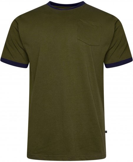 Kam Jeans 5781 Ringer Tee with Shoulder Tape Dark Olive - Trička - Trička nadměrné velikosti - 2XL-14XL