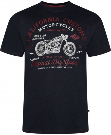 Kam Jeans 5787 California Customs Print Tee Black - Trička - Trička nadměrné velikosti - 2XL-14XL