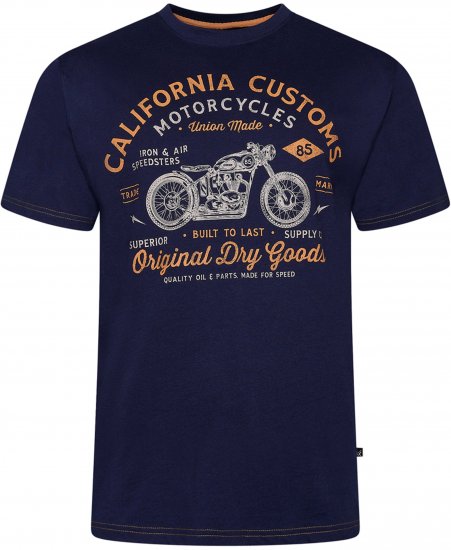 Kam Jeans 5787 California Customs Print Tee Navy - Trička - Trička nadměrné velikosti - 2XL-14XL