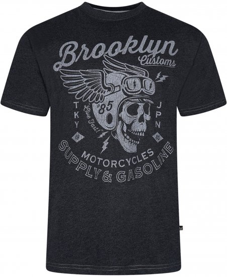 Kam Jeans 5788 Brooklyn Motorcycle Skull Print Tee Black - Trička - Trička nadměrné velikosti - 2XL-14XL