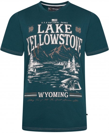 Kam Jeans 5792 Lake Yellowstone Print Tee Dark Sea - Trička - Trička nadměrné velikosti - 2XL-14XL