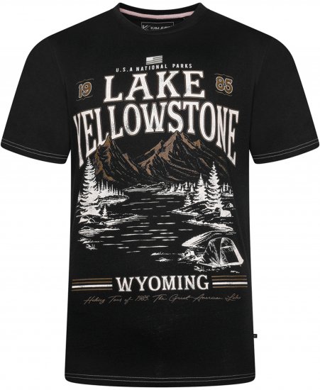 Kam Jeans 5792 Lake Yellowstone Print Tee Black - Trička - Trička nadměrné velikosti - 2XL-14XL
