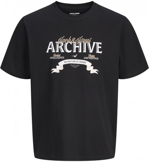 Jack & Jones Dover Denim O-Neck T-Shirt Black - Trička - Trička nadměrné velikosti - 2XL-14XL