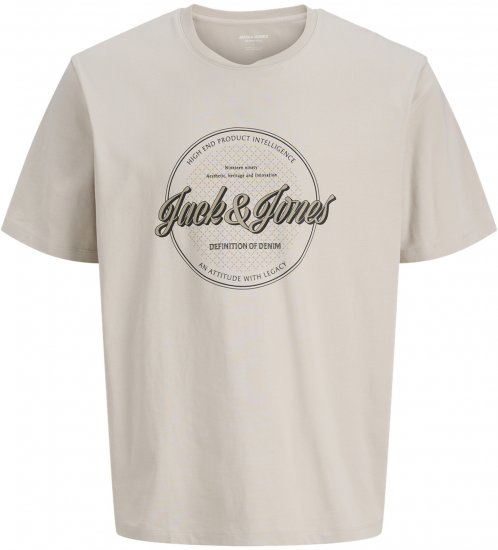 Jack & Jones Dover Denim O-Neck T-Shirt Moonbeam Grey - Trička - Trička nadměrné velikosti - 2XL-14XL