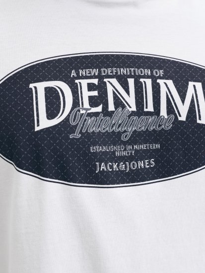 Jack & Jones Dover Denim O-Neck T-Shirt White - Trička - Trička nadměrné velikosti - 2XL-14XL